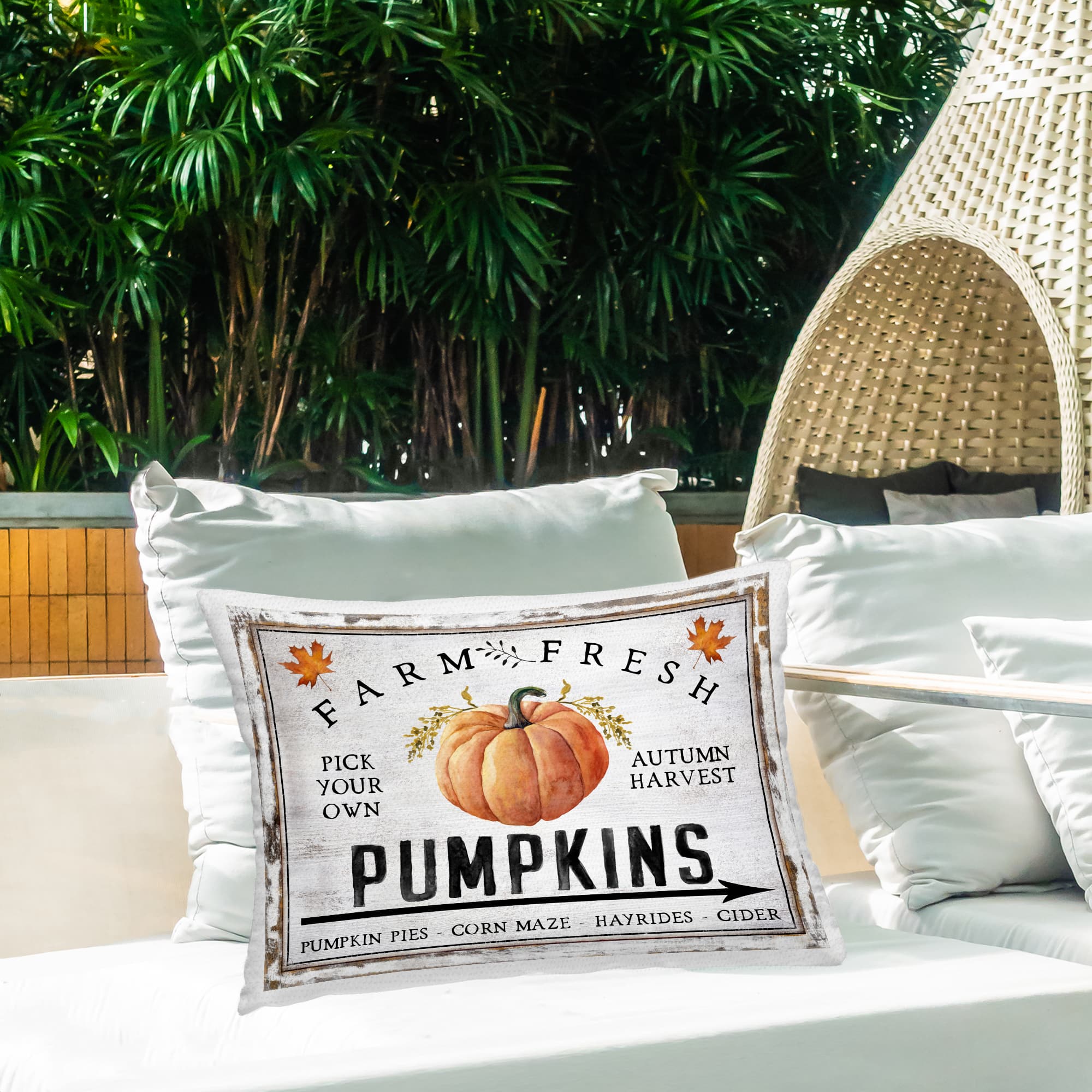 Stupell Industries Farm Fresh Pumpkin Outdoor Printed Pillow